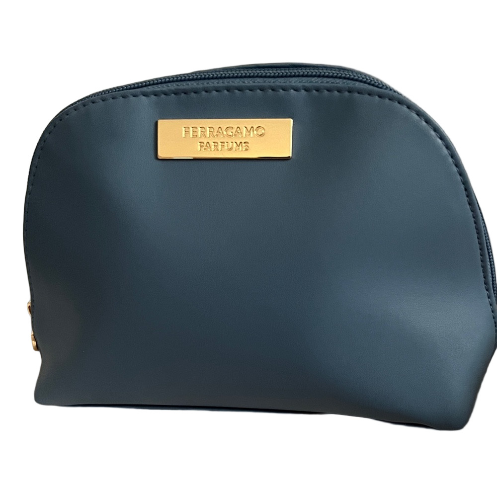 SALVATORE FERRAGAMO Blue Cosmetic Bag Set with toiletries from the Airline NEW